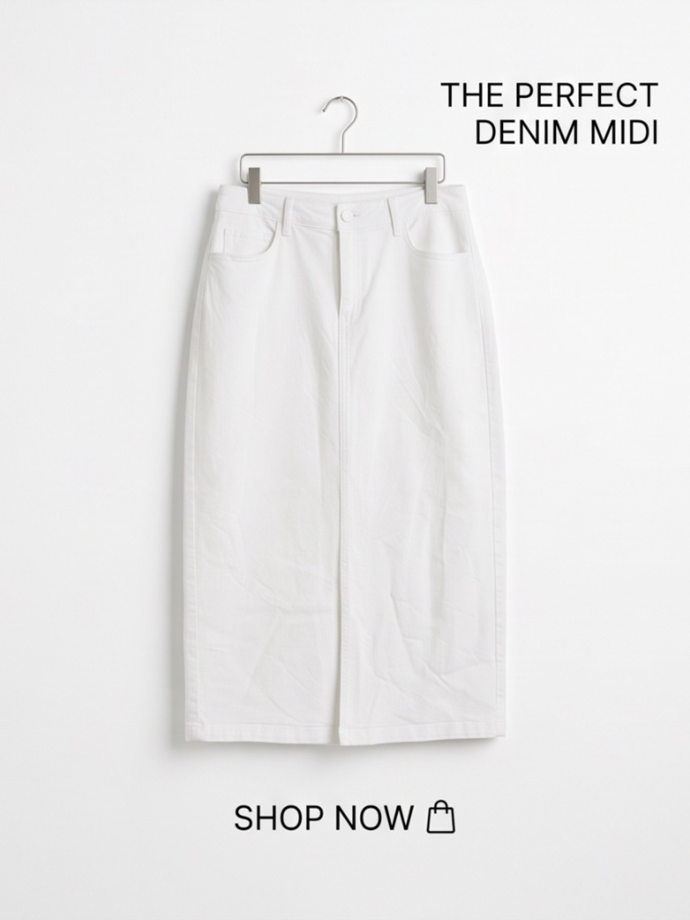 White Plus Size Denim Maxi Skirt